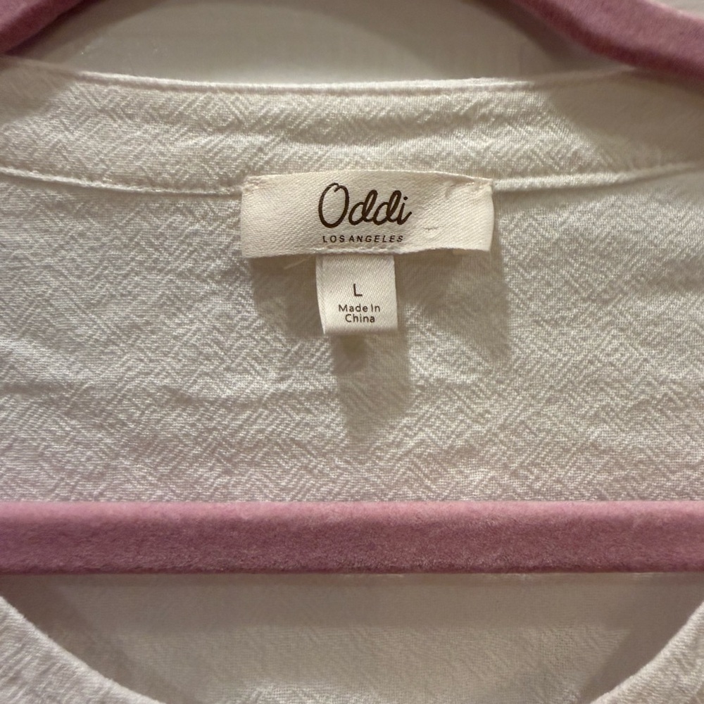 Oddi 100% Cotton Women's White Floral Embroidered Short Sleeve Top - Picture 2 of 9